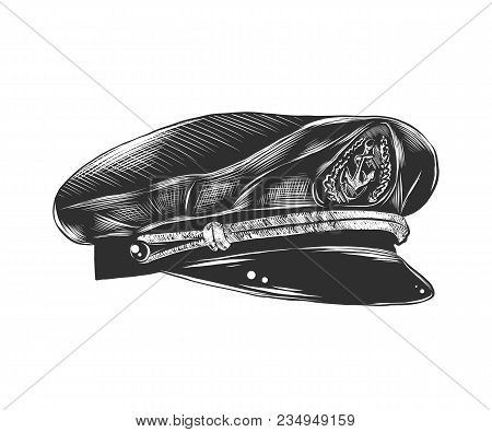 Vector Engraved Style Illustration For Posters, Decoration And Print. Hand Drawn Sketch Of Captain H