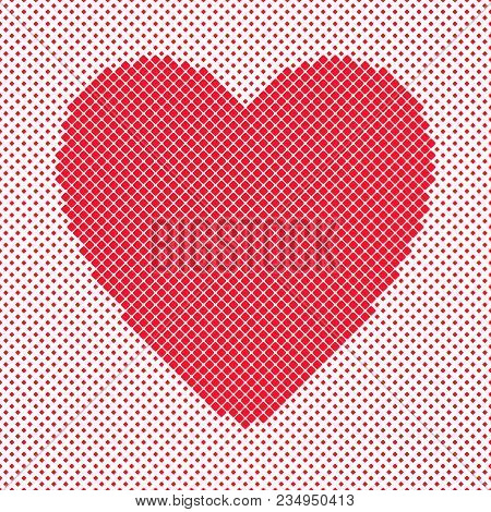 Heart Shaped Background Design From Red Squares - Vector Graphic For Valentine's Day