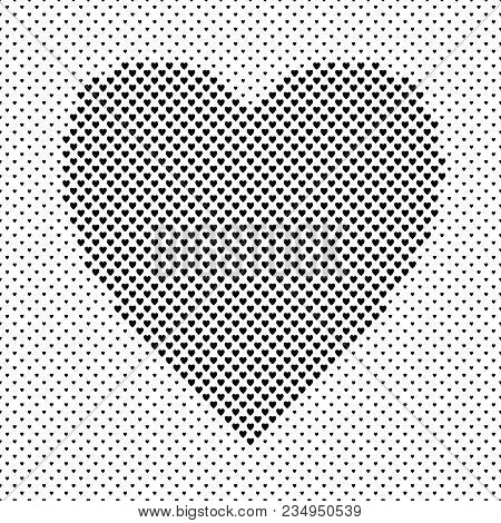Monochrome Heart Shaped Love Concept Background Design - Vector Pattern Graphic From Hearts