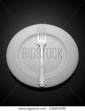 Fork On A Empty Plate Utensil Used In Kitchen