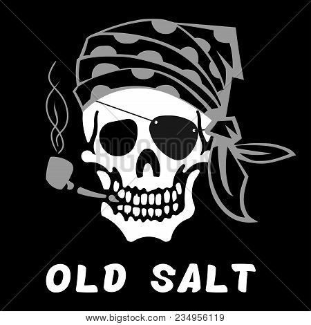 Vector Image Of Skull Captain With Inscription 