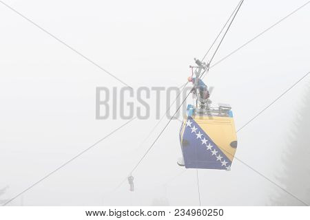 Alpinist Is Rescue People Exercise On Gondola Car