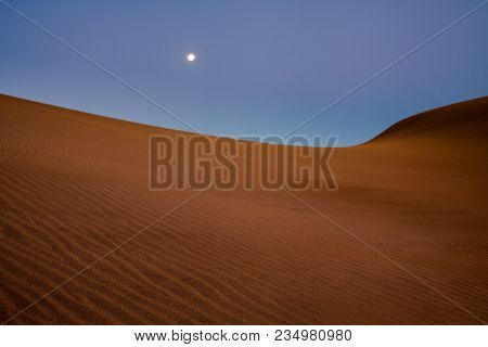 Moony Landscape On Sand Dunes. Maspalomas On Grand Canaria.