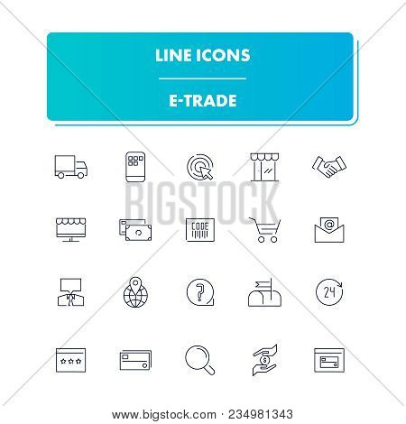 Line Icons Set. E-trade Pack. Vector Illustration For Online Commerce