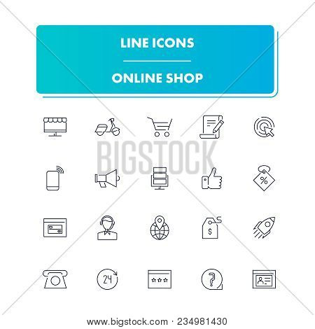 Line Icons Set. Online Shop Pack. Vector Illustration For E-commerce And E-trade