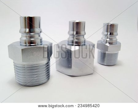 Quick coupler set isolated on white background