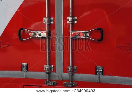 Truck Door And Transportation Car Concept, Back Door Of Delivery Truck