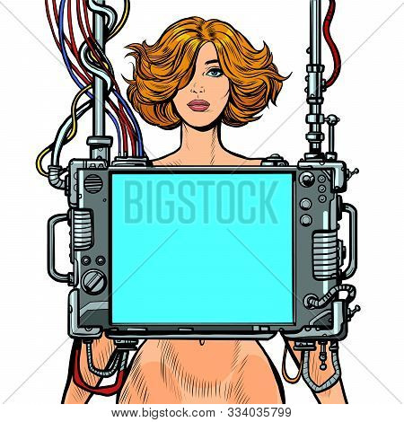 Medical Examination Of Women, Internal Organ Scan Screen Tool. Pop Art Retro Vector Illustration Dra