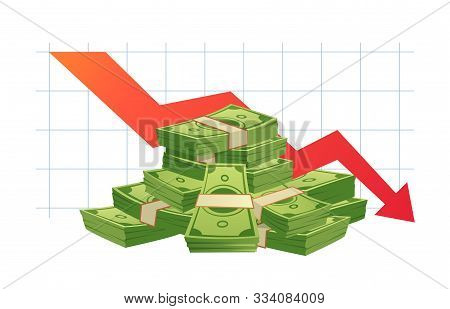 Cash Loss Graph. Finance Inflation Schedule, Money Loss And Decrease In Income. Trader Loss Data, Bu