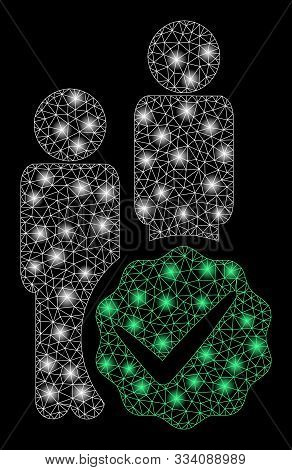 Glossy Mesh Men Only With Sparkle Effect. Abstract Illuminated Model Of Men Only Icon. Shiny Wire Fr