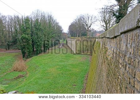 Medieval City Walls In Bergues In France