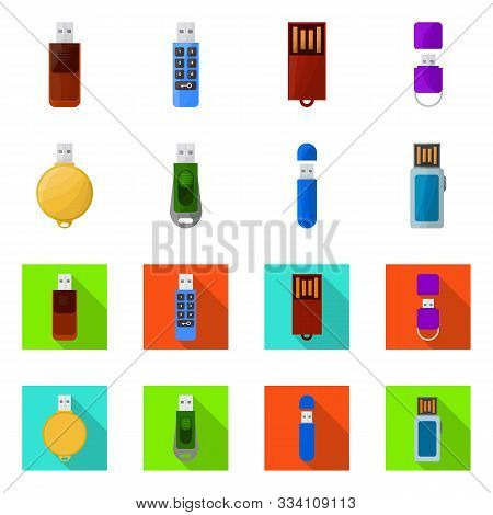 Vector Illustration Of Drive And Flash Logo. Collection Of Drive And Computer Stock Vector Illustrat