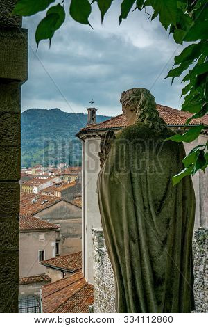 Overlooking The Italian Town Vittorio Veneto From The Top Of Scalinata Di Santa Augusta With The Sta
