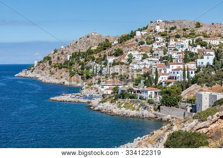 Kamini Village And Pier In Hydra Island