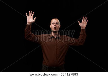 Portrait Of A Sympathetic Emotional Guy. Studio Portrait Of Young Handsome Sympathetic Man