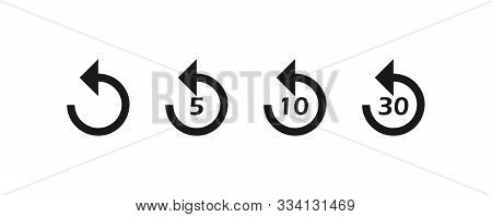 Replay Icons Set. 5, 10, 30 Seconds Playback Backwards. Vector Eps 10
