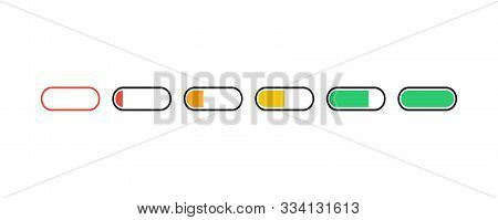 Set Of Battery Indicator In A Simple Flat Style. Vector Illustration Eps 10