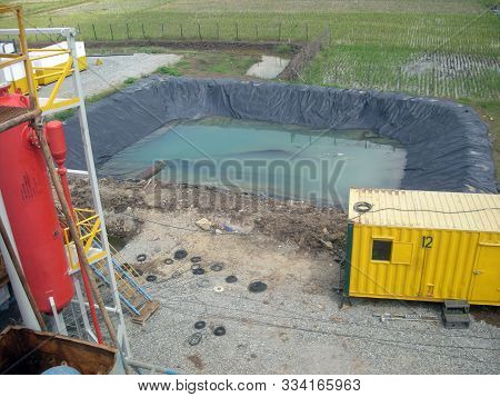 View Of Test Pit On A Land Rig In Indonesia Java..