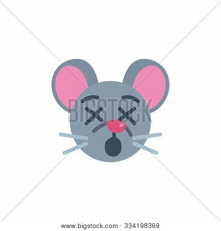 Dormant Mouse Face Emoji Flat Icon, Vector Sign, Sleeping Rat Emoticon Colorful Pictogram Isolated O