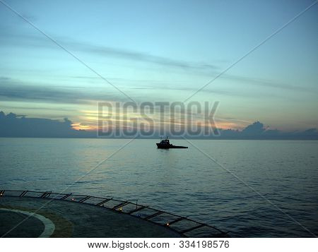 Early Morning View From Rig Heliport Offshore Malaysia.