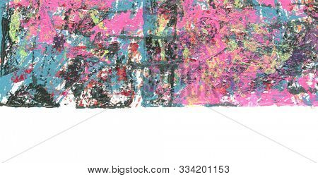 Abstract color acrylic and watercolor painting. Monoprinting  template. Canvas texture background.