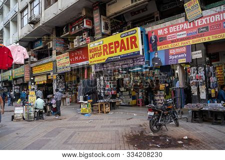 New Delhi, India - November 17, 2019: Nehru Place Market In South Delhi India, Known For Its Technol