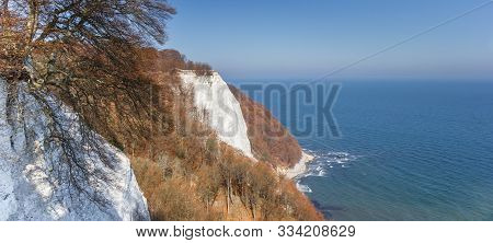 Panorama Of The Famous White Cliff Konigsstuhl In Jasmund National Park, Germany