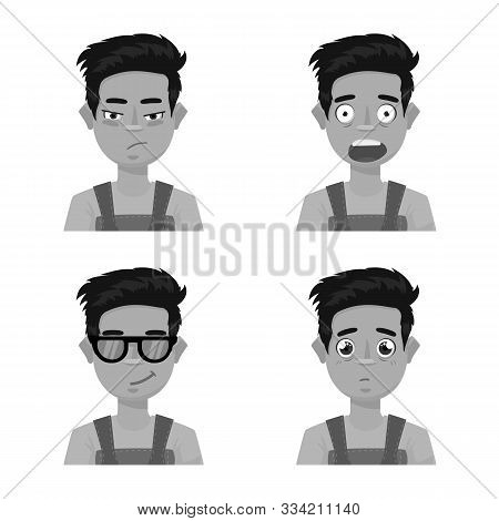 Vector Illustration Of Face And Boy Icon. Set Of Face And Expression Vector Icon For Stock.