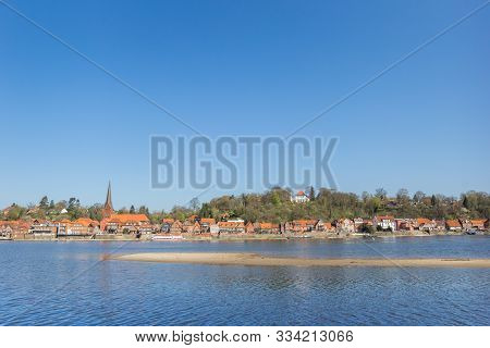 River Elbe And Historic City Lauenburg In Schleswig-holstein, Germany