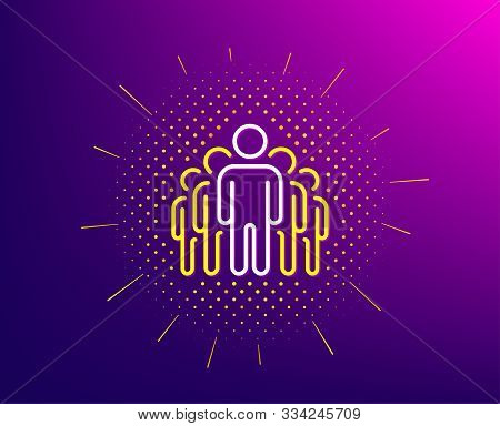 Group Line Icon. Halftone Pattern. Business Management Sign. Teamwork Symbol. Gradient Background. G
