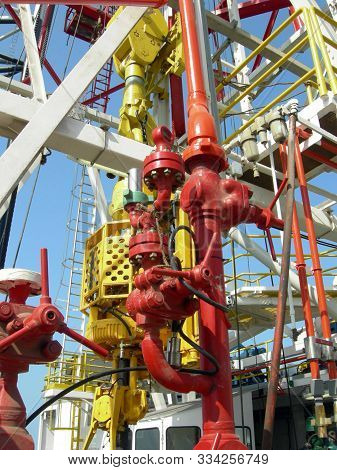 Rig Floor On Drilling Rig During Operations.