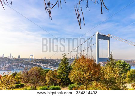 Autumn Park Otagtepe And The Second Bosphorus Bridge, Istanbul