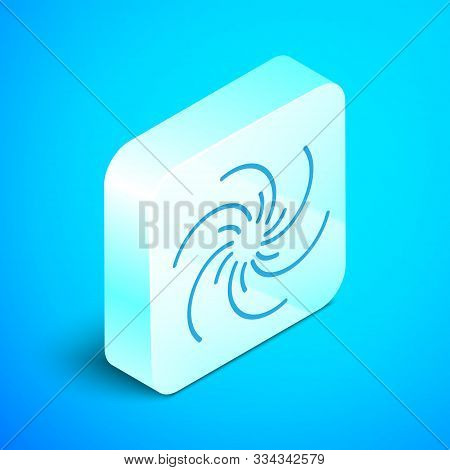 Isometric Line Black Hole Icon Isolated On Blue Background. Space Hole. Collapsar. Silver Square But
