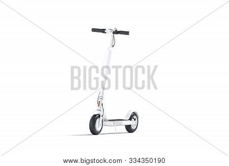 Blank White Electric Scooter With Banner Mockup Isolated, 3d Rendering. Empty Two-wheeled E-scooter 