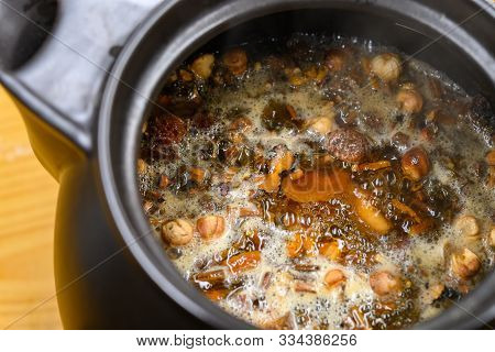 Angle View Decocting Chinese Medicinal Herbs With Enamel Pot