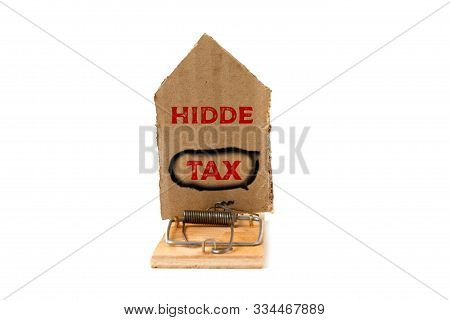 The Concept Of Investment Banks. Mousetrap With A Cardboard House, With The Inscription Hidde Tax. I