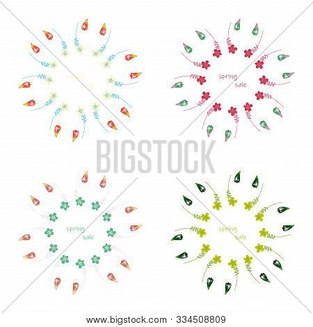 Poster Spring Sales On A Floral Watercolor Background. Ard, Label, Flyer, Banner Design Element. Vec
