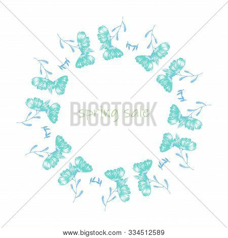 Poster Spring Sales On A Floral Watercolor Background. Ard, Label, Flyer, Banner Design Element. Vec