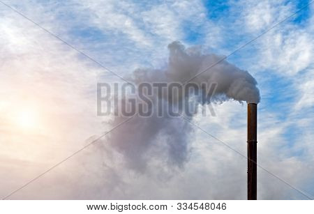 Smoke, Air Emissions From An Industrial Pipe. Pollution Of The Environmen.