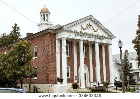 Bennington, Vermont - October 1st, 2019:  Exterior Of Bennington County Courthouse In The New Englan