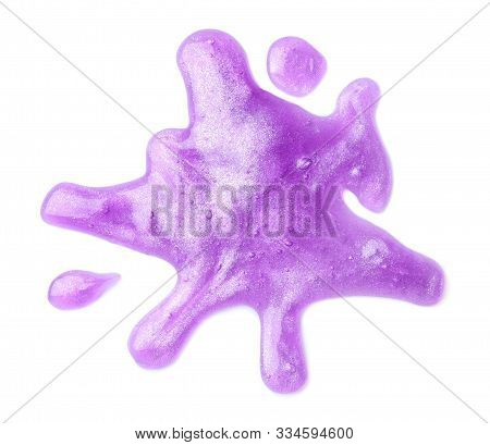 Splash Of Violet Slime Isolated On White, Top View. Antistress Toy