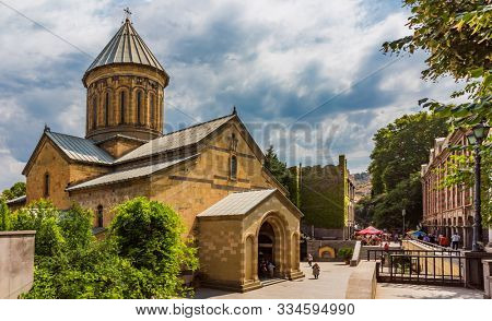 Tbilisi , Georgia - August 25, 2019 : Sioni cathedral landmark of Tbilisi Georgia capital city eastern Europe