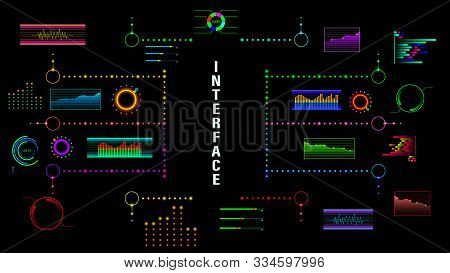 Hud, Colorful Virtual Infographic Screen Isolated On Background