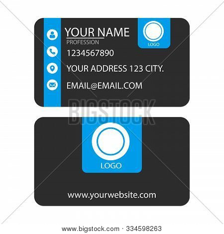 Dark Grey And Blue Elegant Business Card