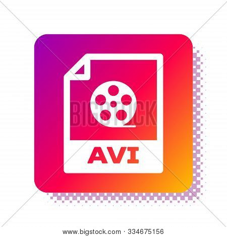 White Avi File Document. Download Avi Button Icon Isolated On White Background. Avi File Symbol. Squ
