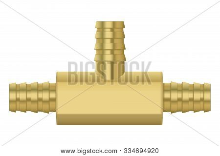 Zinc Metal Pipe Connetor. Vector 3d Illustration Isolated On White Background