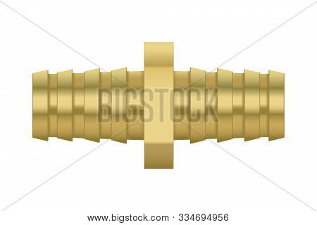 Zinc Metal Pipe Connetor. Vector 3d Illustration Isolated On White Background