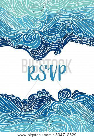 Elegant Vertical Seamless Wave Border. Wavy Striped Pattern. Hand-drwn Frame In Doodle Style. Templa