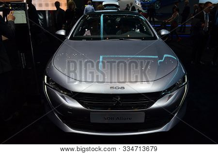 Geneva, Switzerland, March 06-2018: Peugeot 508 Allure At Gims