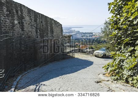 Thessaloniki, Greece - September 22, 2019: Ancient Fortification And Panorama Of Thessaloniki, Centr